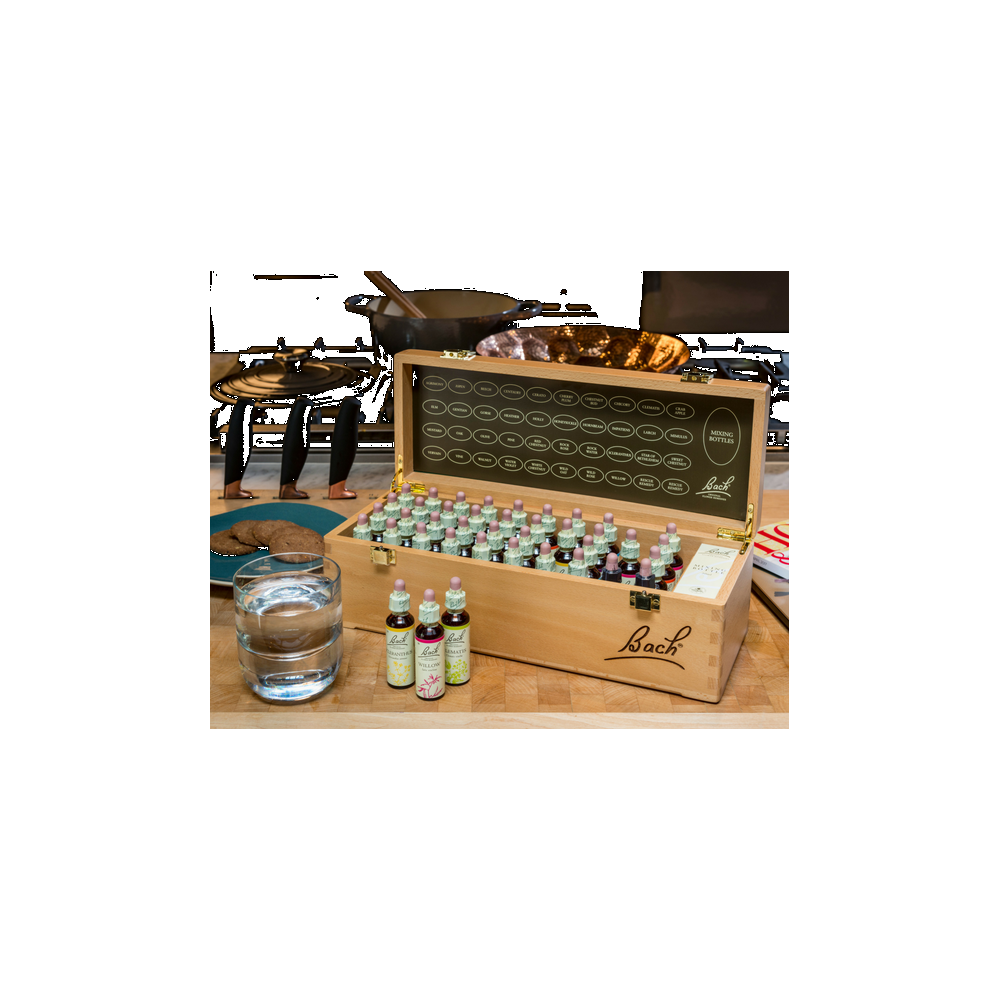 COFFRET BOIS COMPLET 20ML Fleurs de BACH ORIGINAL dans magnifique coffret en Frene COFFRET BOIS COMPLET 20ML Fleurs de BACH ORIGINAL dans magnifique coffret en Frene