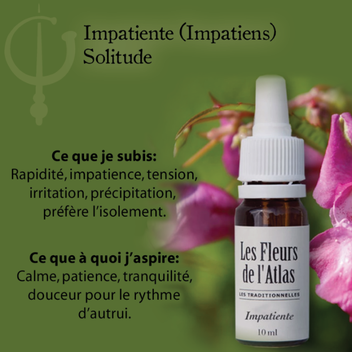Impatiens Fleurs de Bach sans alcool - Fleurs de l'Atlas 10 ml (Impatiente) Fleurs de l'Atlas - Sans alcool 3 - mesfleursdebach.