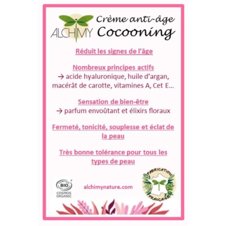 Crème Anti-Âge Cocooning Alchimy aux Fleurs de Bach et à l'acide hyaluronique Alchimy 20 - mesfleursdebach.com 