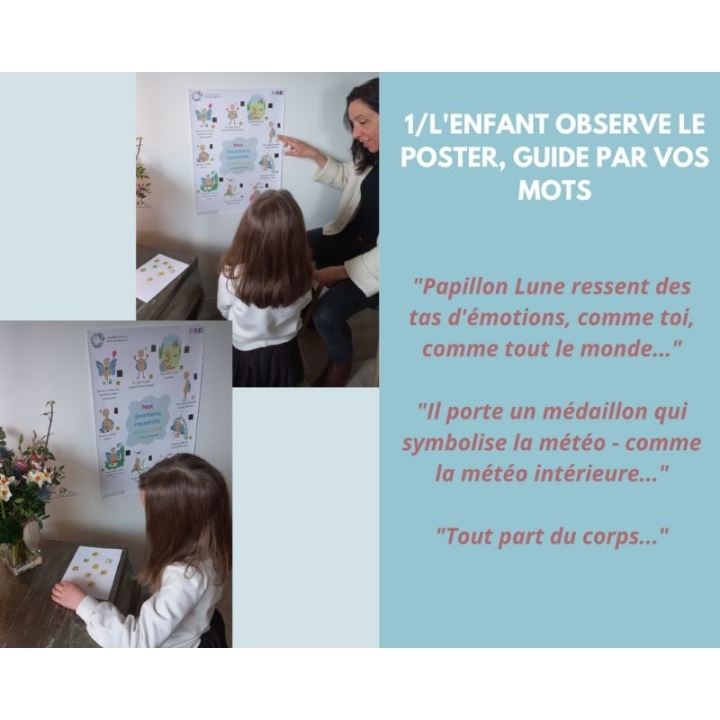 Poster "Nos émotions, ressentis avec Lune" de Sarah Lenègre 60*42cm Mes Fleurs de BACH 2 - mesfleursdebach.com 