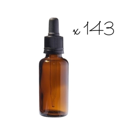 x143 flacons compte-gouttes noirs vides teintés 30 ml Mes Fleurs de BACH 1 - mesfleursdebach.com 