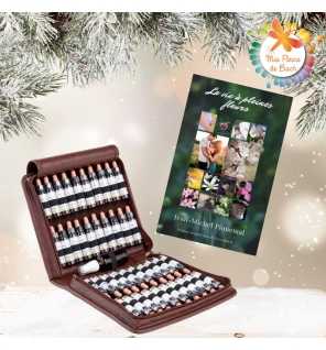Pack Noël 2023 Trousse marron pleine 38 Fleurs de Bach Healing Herbs 10ml. Offerts: 1 Livre, 1 vapospray 30 ml