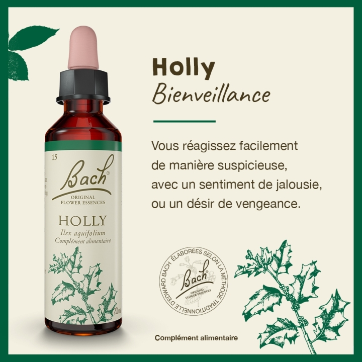 Holly Bach Original - Fleur de Bach Authentique 20 ml (Houx) Bach Original Nelsons 2 - mesfleursdebach.com 