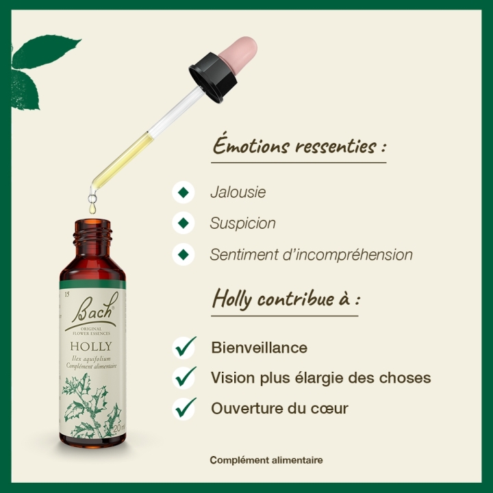 Holly Bach Original - Fleur de Bach Authentique 20 ml (Houx) Bach Original Nelsons 3 - mesfleursdebach.com 