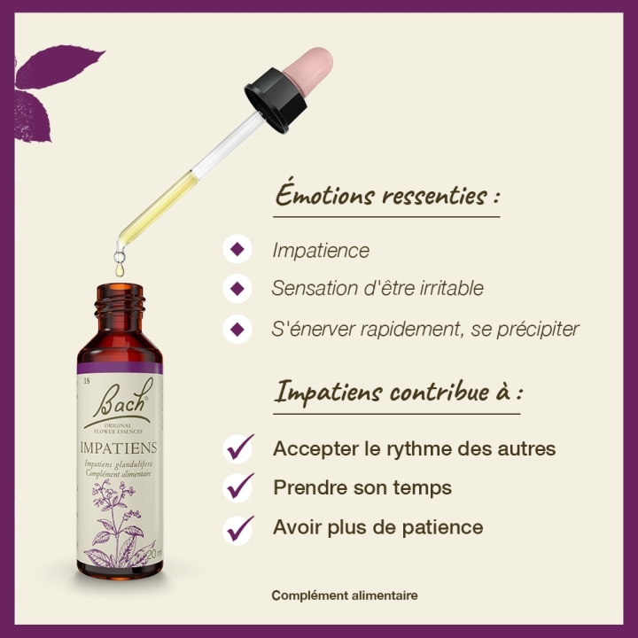 Impatiens Bach Original - Fleur de Bach Authentique 20 ml (Impatiente) Bach Original Nelsons 3 - mesfleursdebach.com 