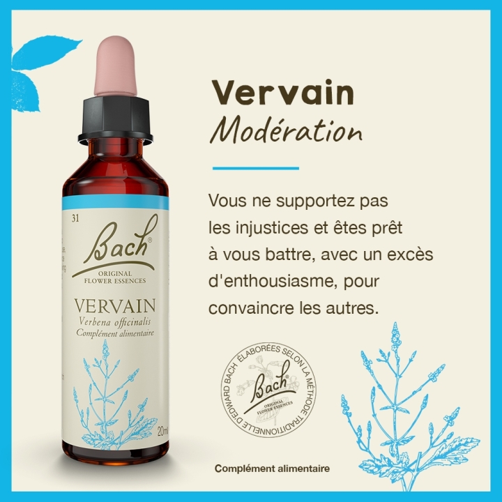 Vervain Bach Original - Fleur de Bach Authentique 20 ml (Verveine) Bach Original Nelsons 2 - mesfleursdebach.com 