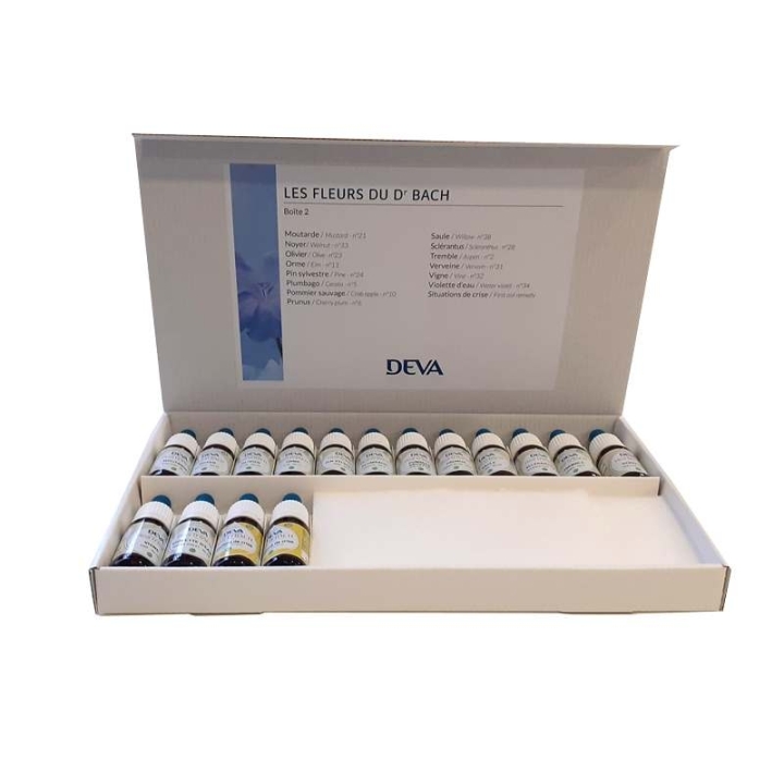 Deva 15ml - Coffret plein 38 fleurs de bach bio et 2 urgences Rescue Deva 4 - mesfleursdebach.com 