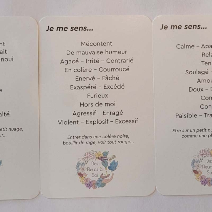 Cartes enfants "Mes ressentis et mes besoins avec Papillon Lune" - 11*7cm Mes Fleurs de BACH 7 - mesfleursdebach.com 