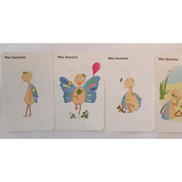 Cartes enfants "Mes ressentis et mes besoins avec Papillon Lune" - 11*7cm Mes Fleurs de BACH 8 - mesfleursdebach.com 