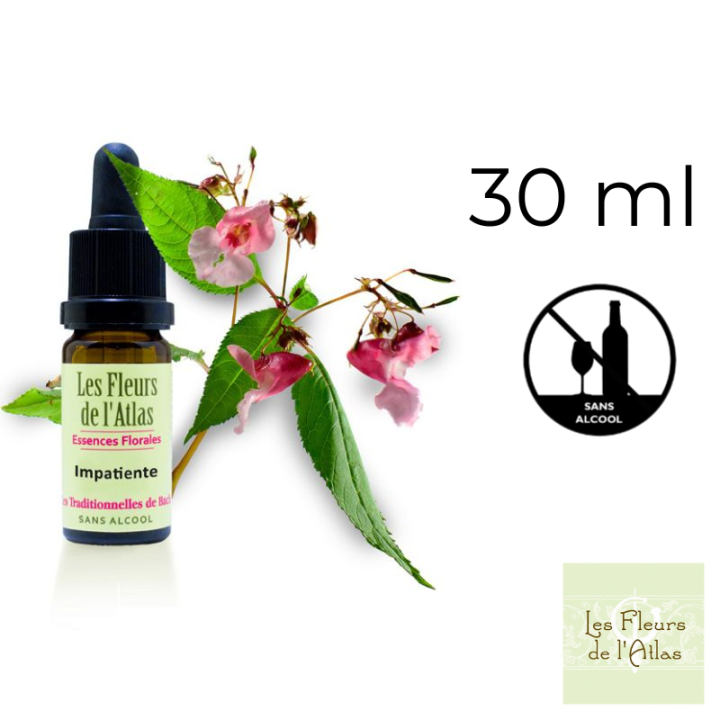 Impatiens Fleurs de Bach sans alcool - Fleurs de l'Atlas 30 ml (Impatiente) Fleurs de l'Atlas - Sans alcool 1 - mesfleursdebach.
