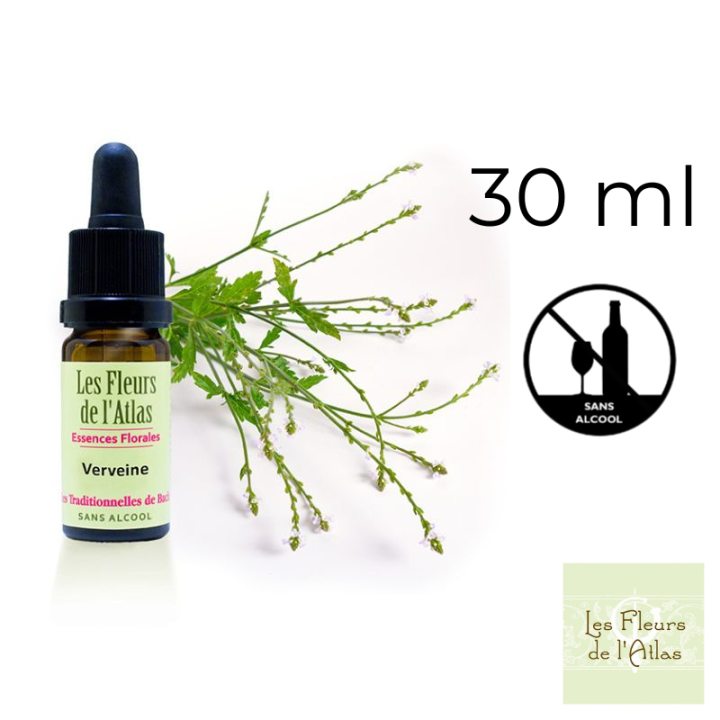 Vervain Fleurs de Bach sans alcool - Fleurs de l'Atlas 30 ml (Verveine) Fleurs de l'Atlas - Sans alcool 1 - mesfleursdebach.com 