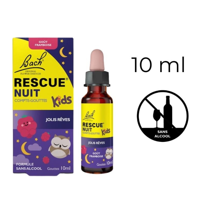 Rescue Kids sans alcool Nuit Framboise 10 ml Bach Original Bach Original Nelsons 1 - mesfleursdebach.com 