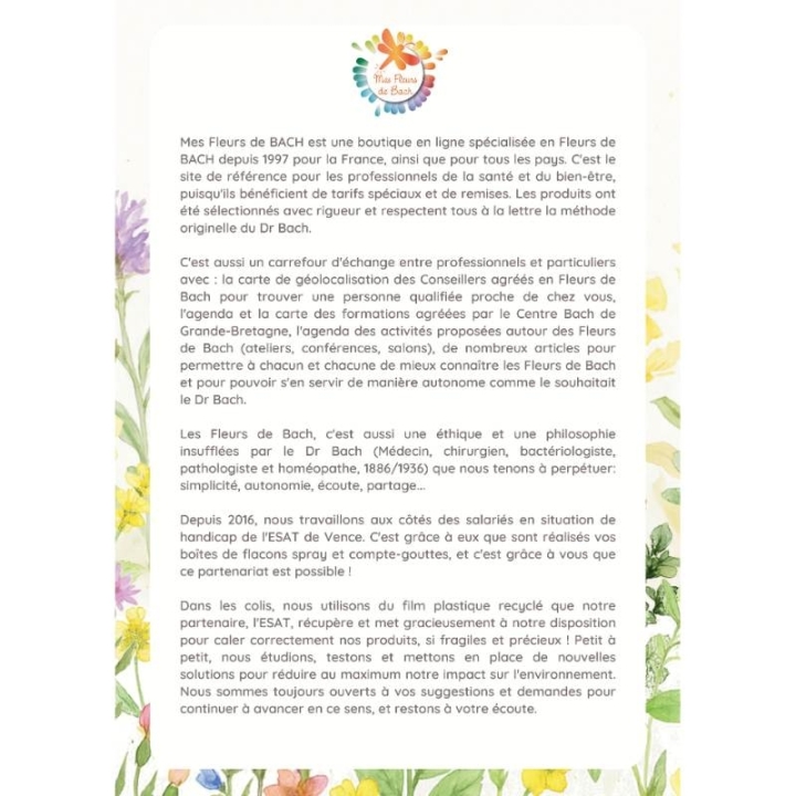 Pack de 10 livret fleurs de Bach Mes Fleurs de BACH 2 - mesfleursdebach.com 