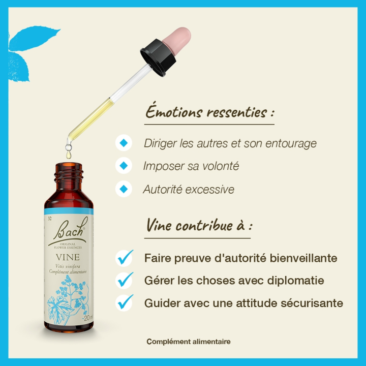 Vine Bach Original - Fleur de Bach Authentique 20 ml (Vigne) Bach Original Nelsons 3 - mesfleursdebach.com 