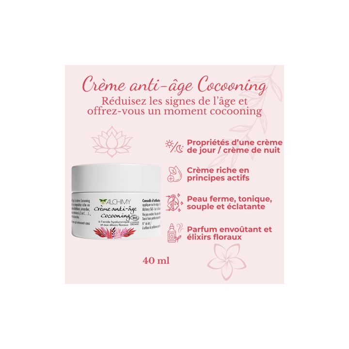 Crème Anti-Âge Cocooning Alchimy aux Fleurs de Bach et à l'acide hyaluronique Alchimy 3 - mesfleursdebach.com 
