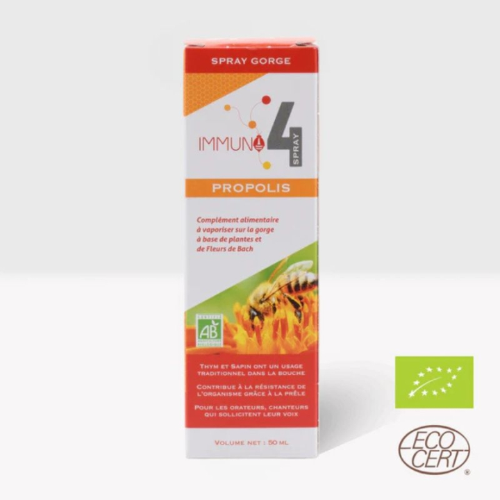 Spray gorge Bio Immuno4 50 ml aux fleurs de Bach Laboratoire Mint-e 3 - mesfleursdebach.com 