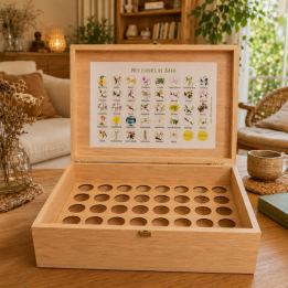 Coffret bois vide en chêne de Bourgogne pour 40 flacons 30 ml Mes Fleurs de BACH 1 - mesfleursdebach.com 